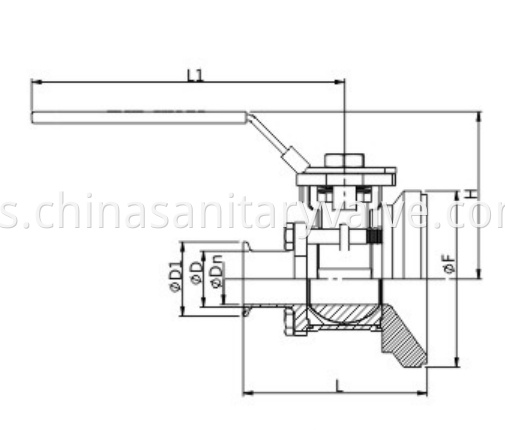 DIN Sanitary 3PC clamped tank bottom ball valves